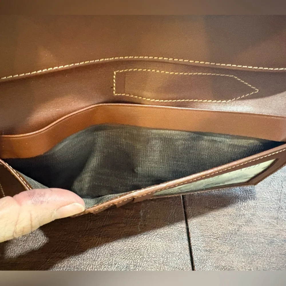 Burberry Haymarket Check coated canvas long wallet with brown leather trim - Picture 7 of 15
